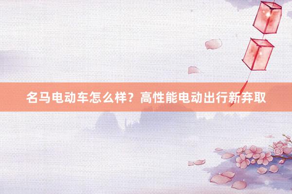 名马电动车怎么样？高性能电动出行新弃取